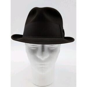 Vintage 1950s Dobbs Golden Coach Fedora 7 Black Fur Felt Twenty-Five Guild Edge